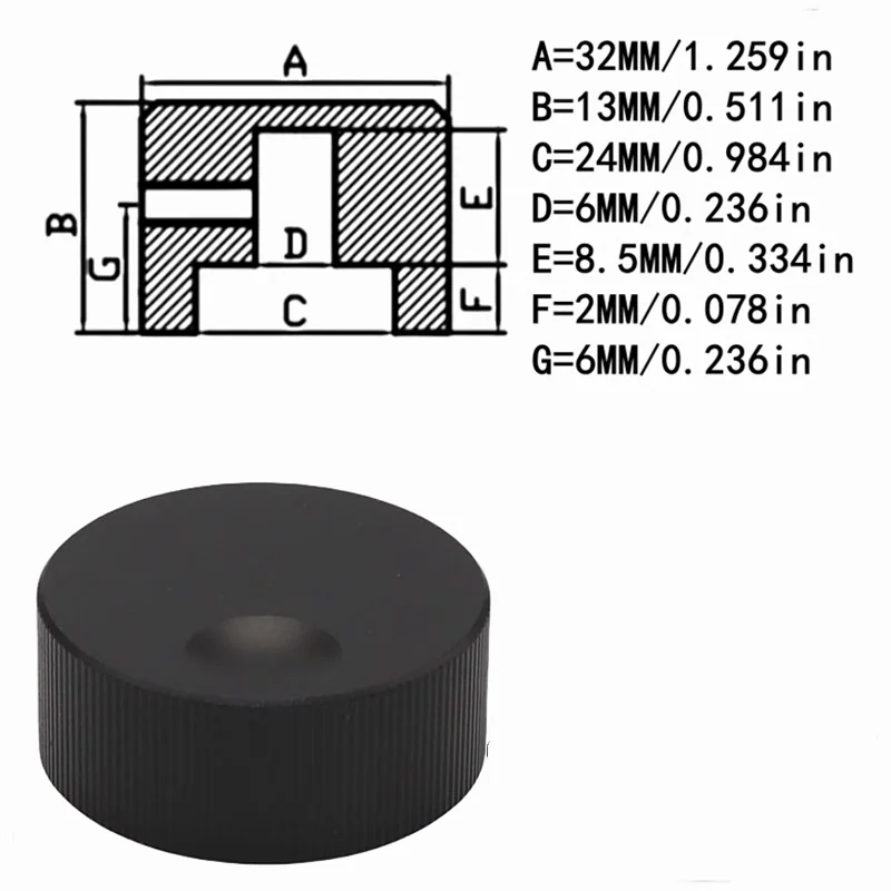 

1 шт., полностью алюминиевая прочная крышка ручки, Высота 32 мм, диаметр 13 мм, отверстие 6 мм, подходит для потенциометра вала диаметром 6 мм, кодировщика