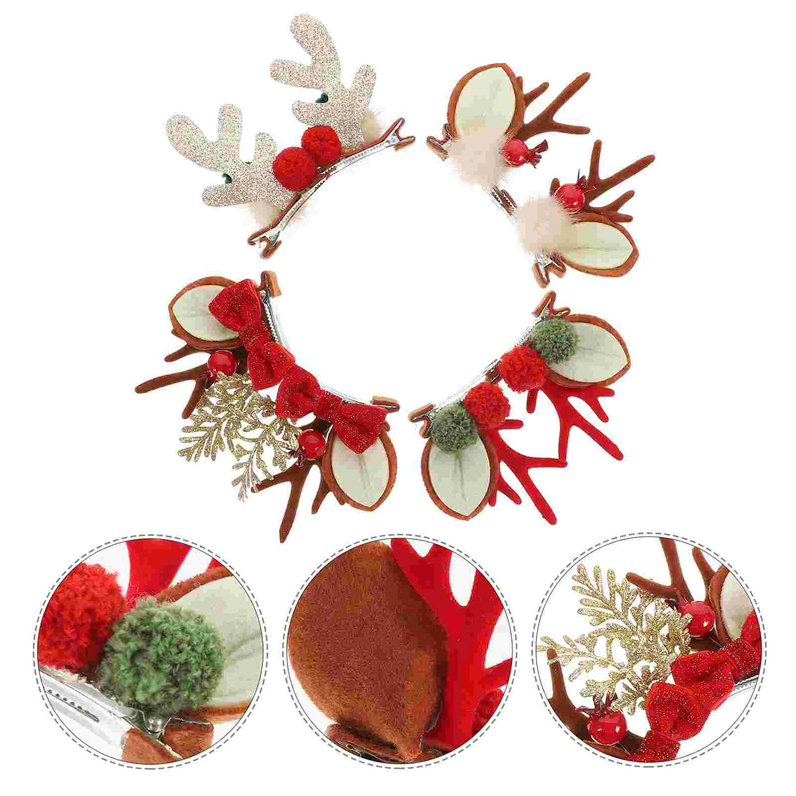 

4 пары, заколки для волос в виде оленей