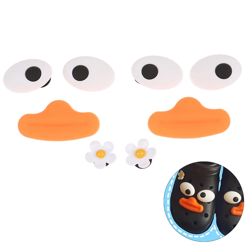 

Симпатичные Подвески Croc, дизайнерский пучок утки, глаза, рот, нос, выражение, аксессуары, украшение для кроссовок, Новые Подвески на шнуровке...