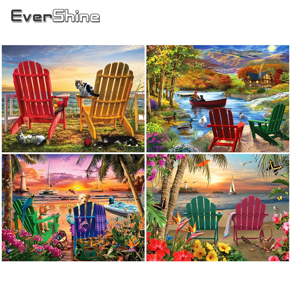 

EverShine Бриллиантовая мозаичная собака стул, новая коллекция 2022, картина из страз, вышивка бисером, вышивка, домашний декор