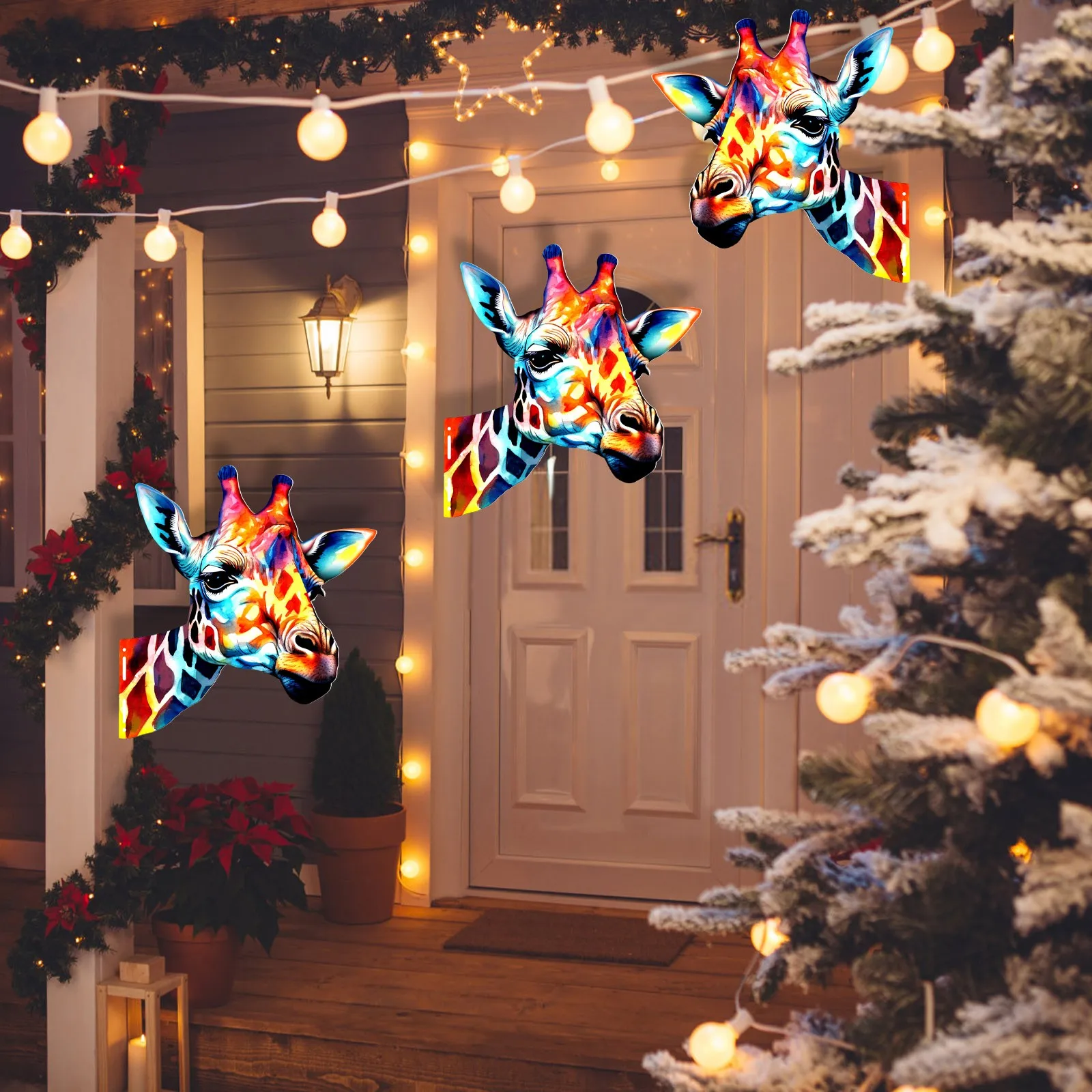

Увлекательное Рождественское украшение для стен сада, изысканный металлический Жираф, животное, домашний декор для внутреннего или наружного дисплея