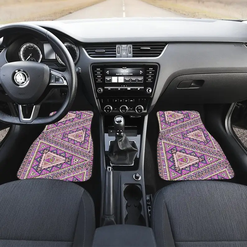 

Pink Tribal Ethnic Aztec Boho Chic Bohemian Pattern Car Floor Mats Set, Front and Back Floor Mats for Car, Car Accessories
