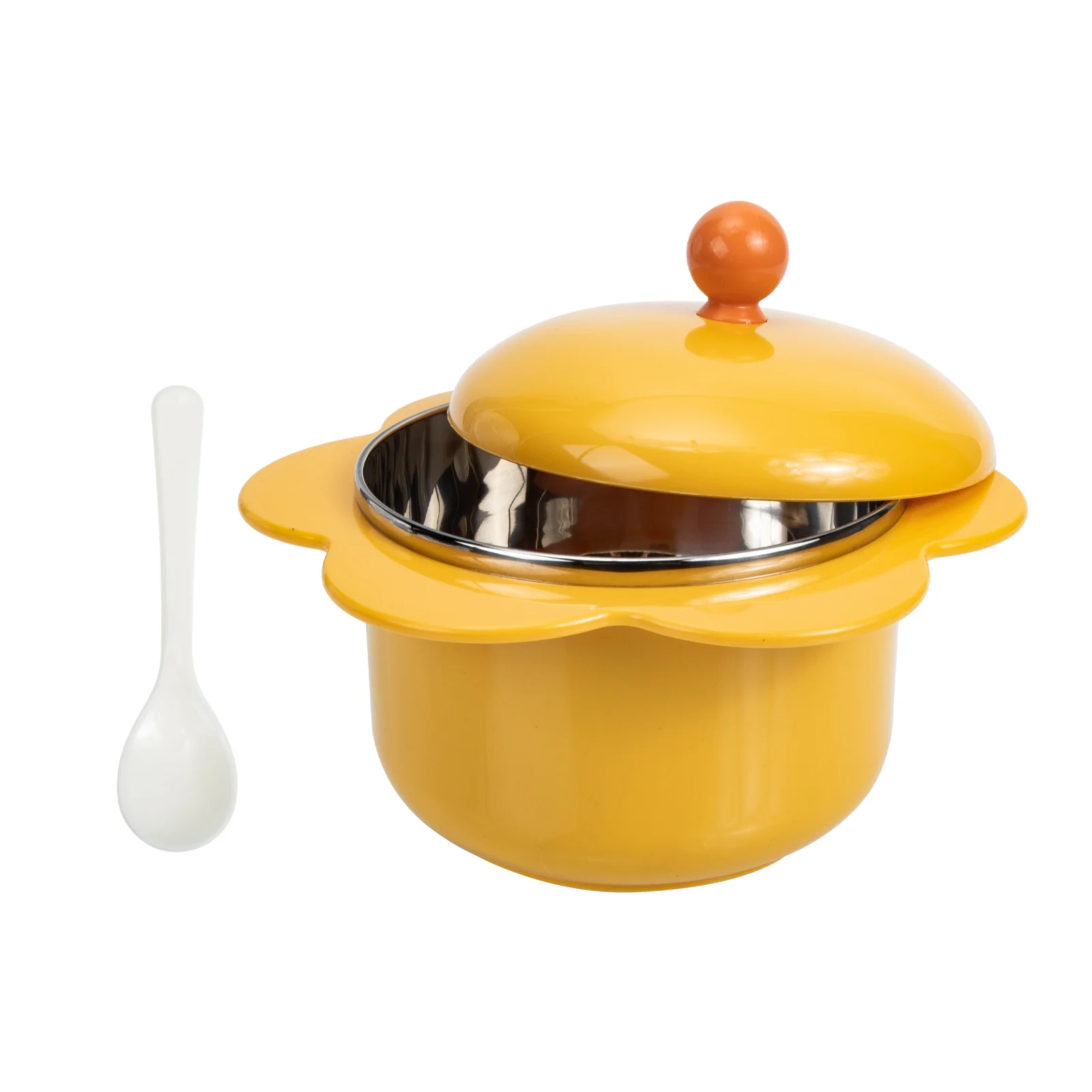 

1 Set Sunflower Shape Noodle Bowl Lidded Instant Noodle Bowl Stainless Steel Soup Bowl
