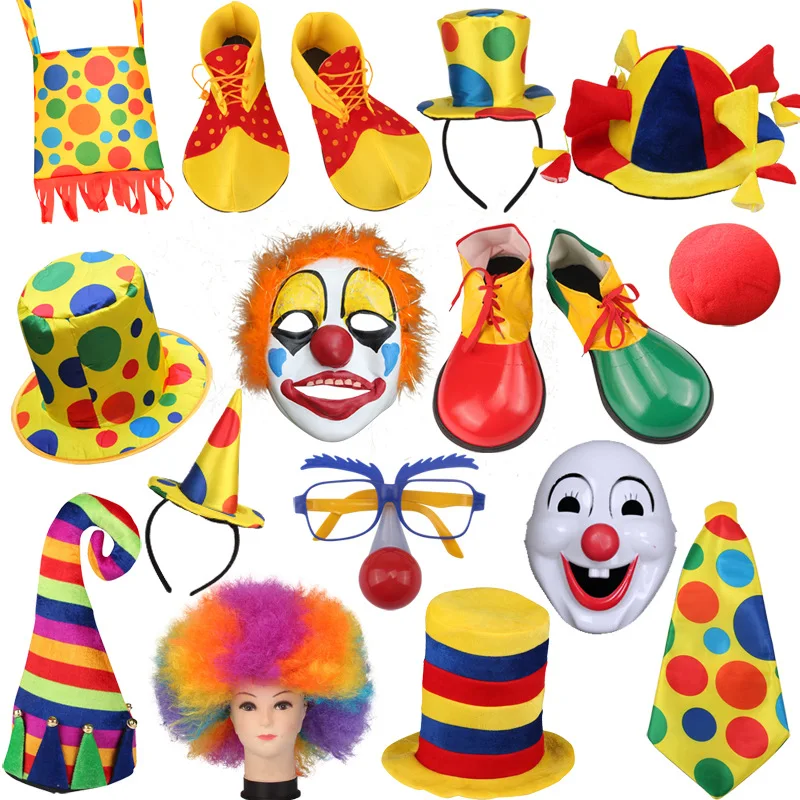 

Halloween men hat Funny Circus Naughty Harlequin Uniform men hat mask Fancy hair Cosplay for adult Men Women Clown Costume