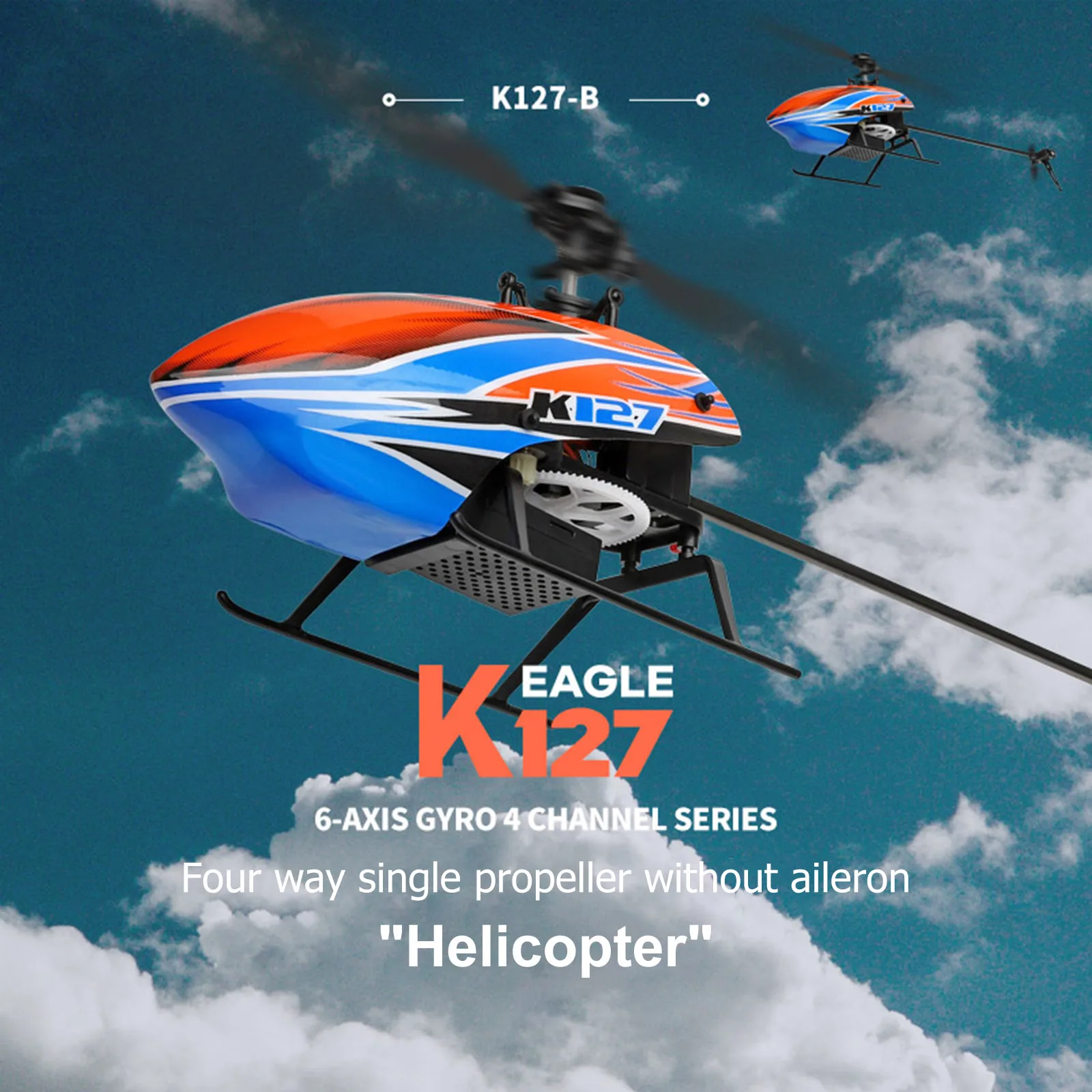 

K127 RC Helicopter Self Stabilizing 6-Axis Gyroscope 4CH Flybarless Altitude Hold Body Remote Control Aircraft Gift For Kids