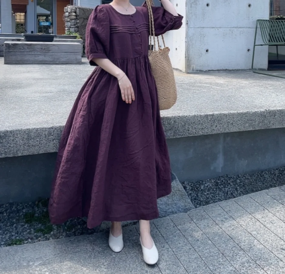 

SuperAen 2022 летнее ретро платье для похудения с круглым вырезом и пышными рукавами ТРАПЕЦИЕВИДНОЕ Повседневное платье для женщин