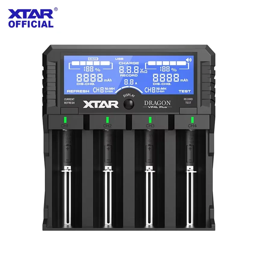 Фото XTAR DRAGON VP4L PLUS 18650, тестер емкости зарядного устройства, проверка аккумуляторов для быстрой зарядки, тестер литий-ионных аккумуляторов AAA AA C D №1