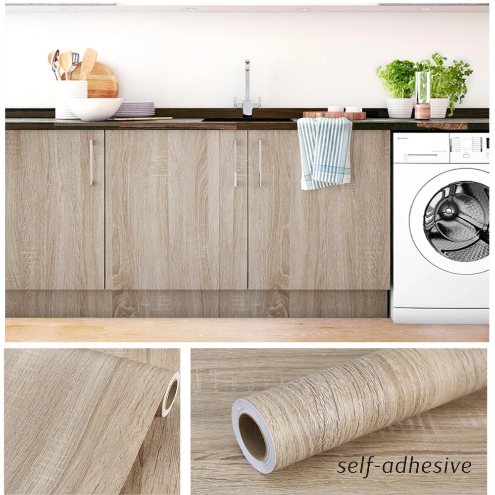 Wood Grain Peel and Stick Wallpaper Self Adhesive Classic  Removable Contact Paper Plank for Countertop Wardrobe Vinyl Film Roll