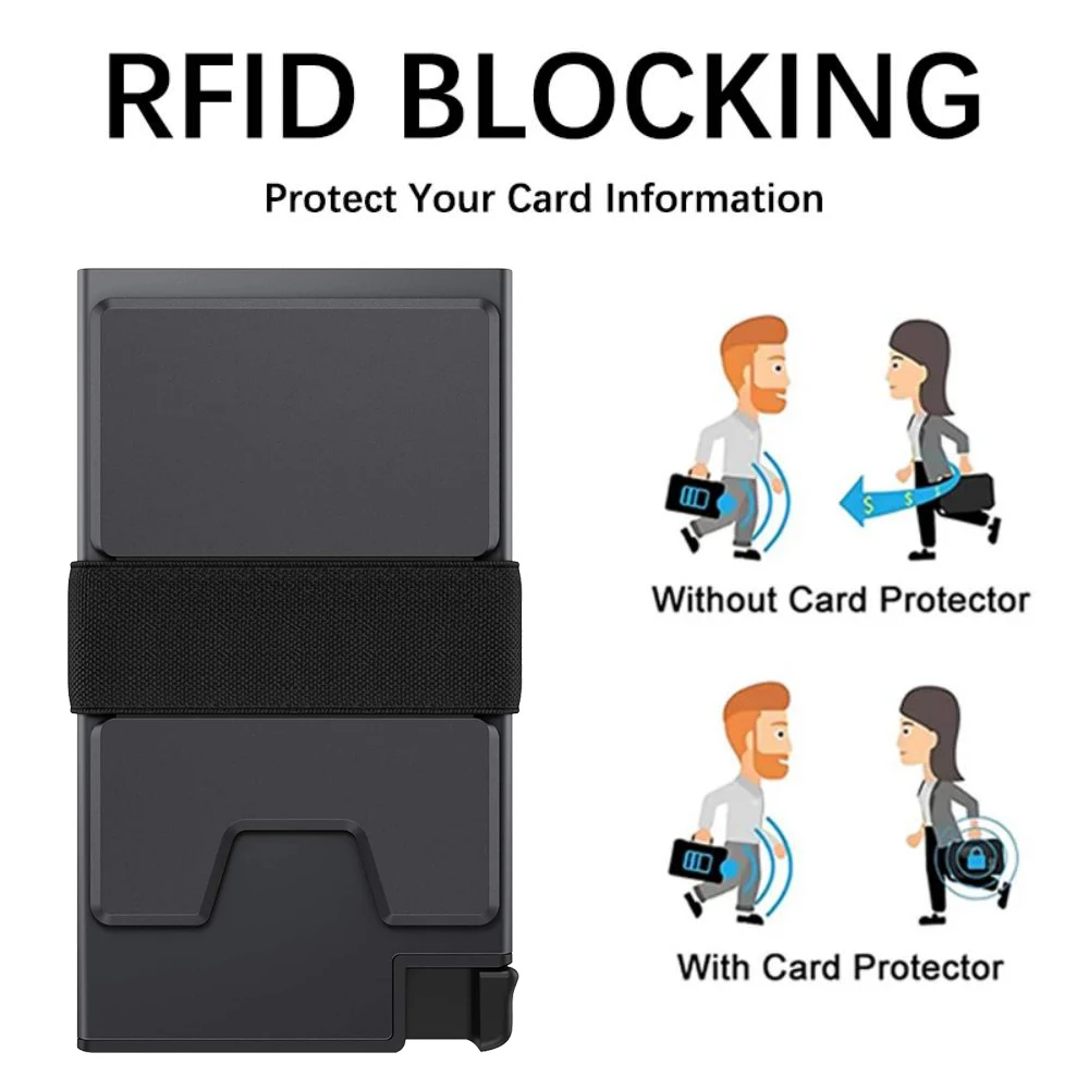Aluminum Cardholder Slim Minimalist Wallet Expandable Backplate RFID Blocking Layer ID Card Credit Card Cases Thin Card Holder