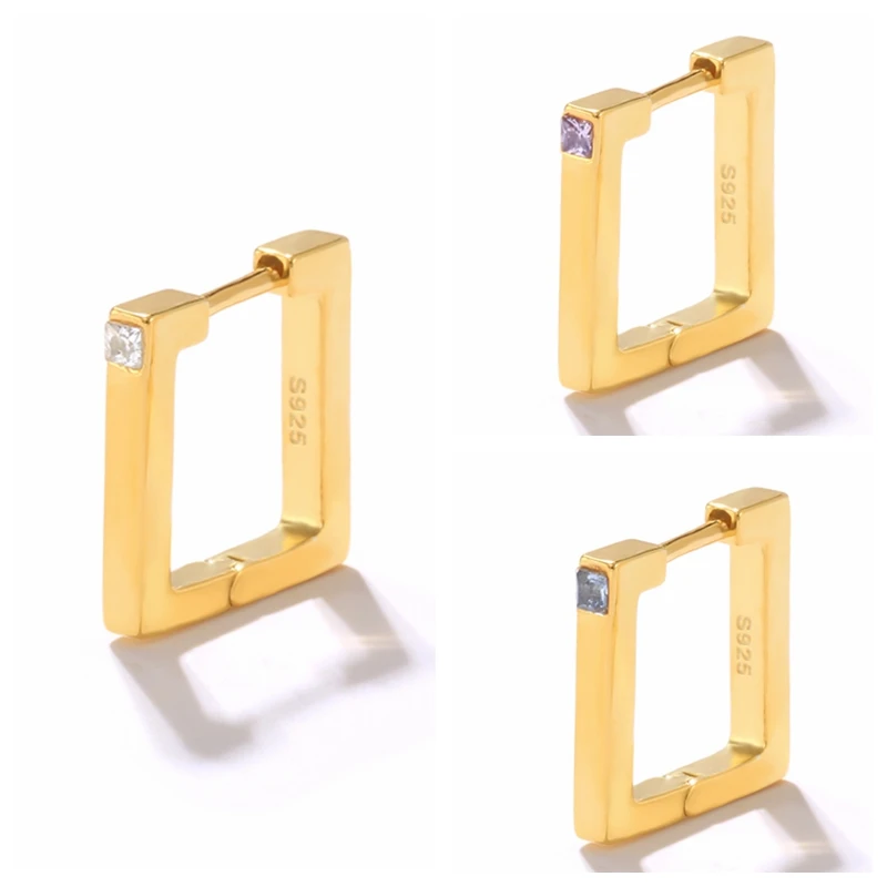 

ROXI Ins Simple Zircon Stone Square Earrings for Women 925 Sterling Silver Stud Earring Jewelry 1PC Pendientes Plata 925 Aros