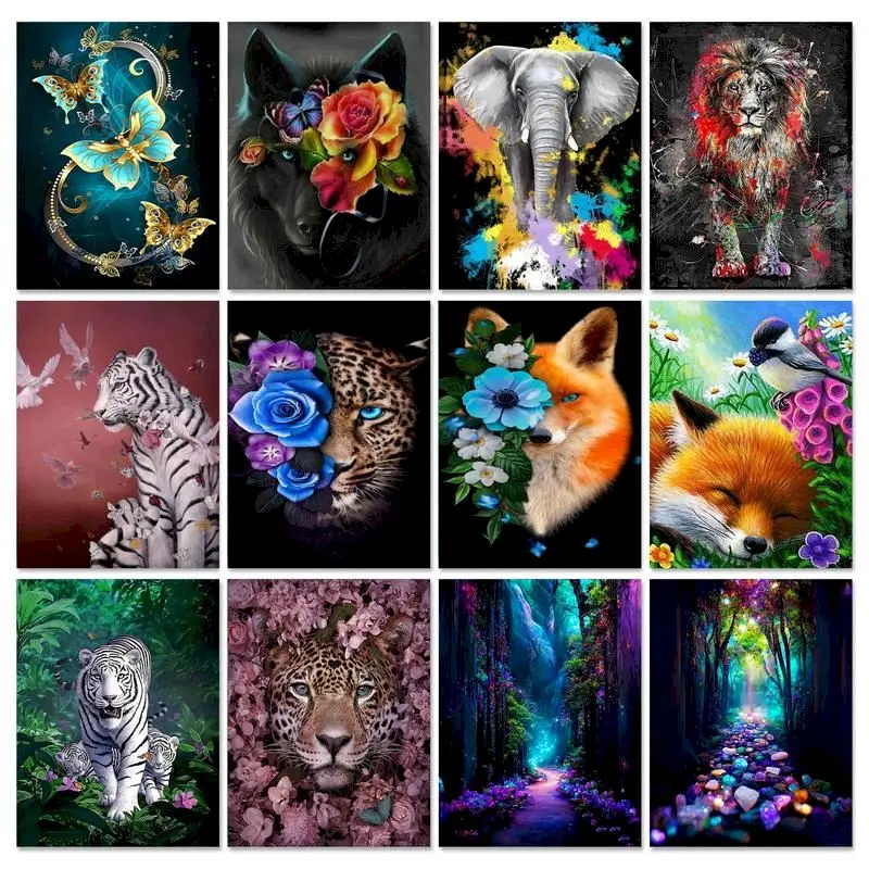 

GATYZTORY Tiger Diamond Painting Full Square 5D Diy Diamond Embroidery Animal Mosaic Picture Of Rhinestone Art Home Decor