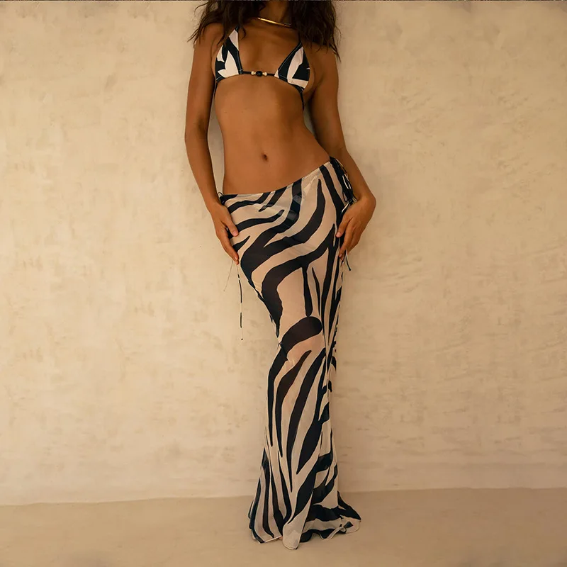 

Женский комплект из 2 предметов Adogirl с принтом зебры, летний костюм с юбкой, подходящая одежда для отпуска Y2k, сексуальный укороченный топ с о...