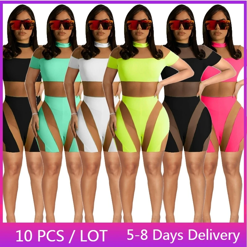 

Женский сетчатый комбинезон в стиле пэчворк, летние комбинезоны с коротким рукавом Y2K, женский комбинезон, клубный слитный комбинезон для в...