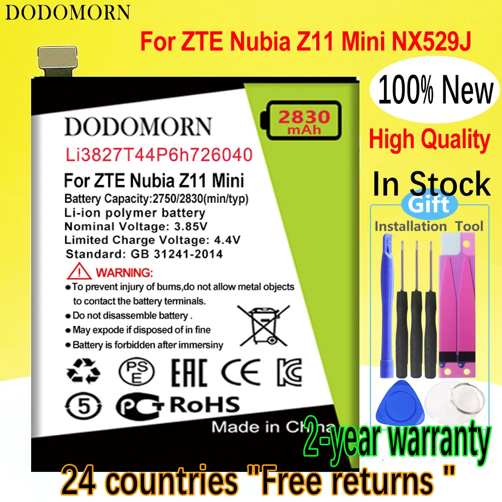 

Аккумулятор DODOMORN 2830 мАч Li3827T44P6h726040 для ZTE Nubia Z11 Mini NX529J мобильный телефон высокое качество + номер отслеживания