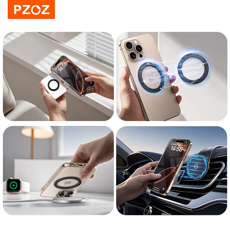 Магнитное металлическое кольцо PZOZ для телефонов Magsafe iPhone 16 15 14 13 12 11 Pro наклейка на