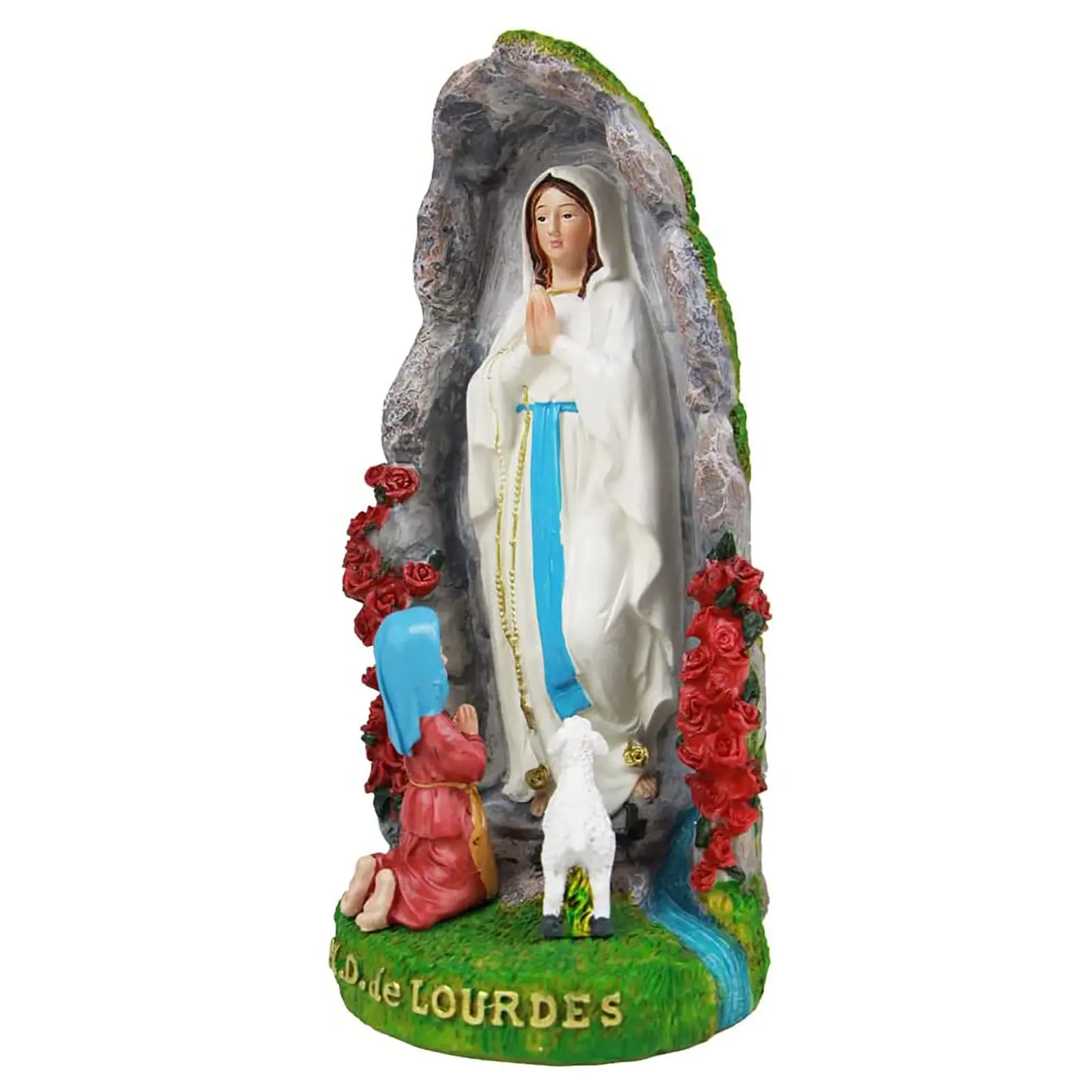 

Catholic Statue Virgin Mary Religious Resin Sulpture Our Lady Of Lourdes With St Bernadette And Lamb Virgin Mary Statue