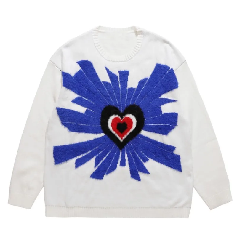 

Винтажный вязаный свитер гранж Fairycore хип-хоп Уличная одежда love Graphic для мужчин и женщин Мужская хлопковая трикотажная одежда в стиле эстетик...