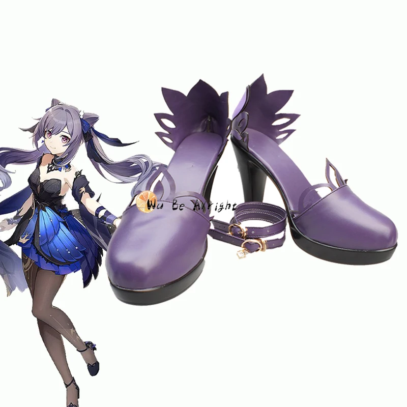 

Игровая обувь для косплея Genshin Impact Keqing, ботинки Genshin Impact Ke Qing, новый игровой костюм из кожи, Великолепное платье, костюмы на Хэллоуин, реквизит