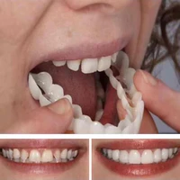 3pcs silicone teeth whitening beauty veneers teeth denture fake tooth cover comfort fit upper lower cosmetic teeth
