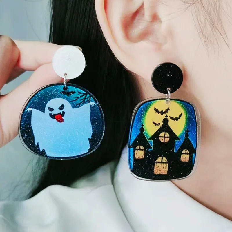 

Square Halloween Earrings Halloween Zombie Pumpkin Ghost Ear Studs Ghost Festival Gifts Girls Happy 2023 Halloween Party Decor