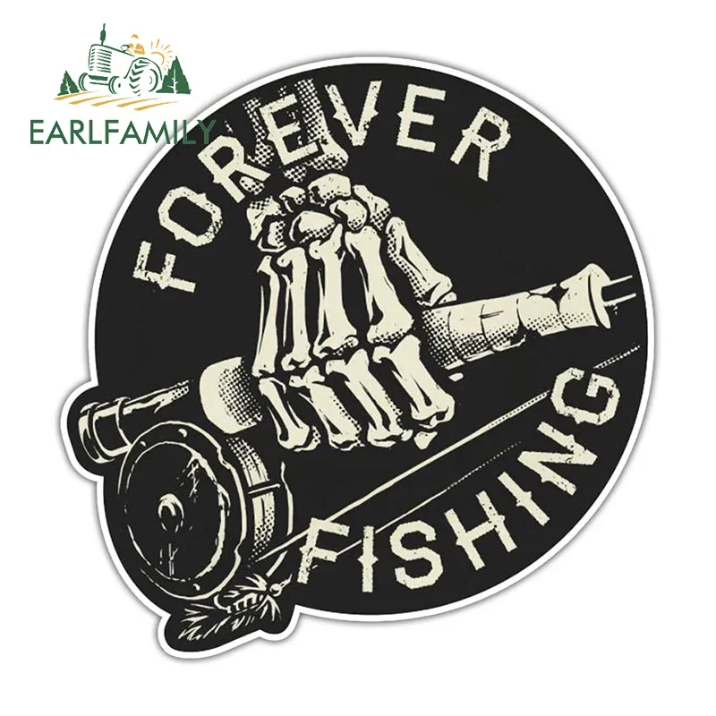 

EARLFAMILY Forever, наклейка на рыболовную катушку для ящика для снастей, ящик для инструментов, нюдовая наклейка на шину для рыбалки, JDM, забавные автомобильные наклейки, водонепроницаемые