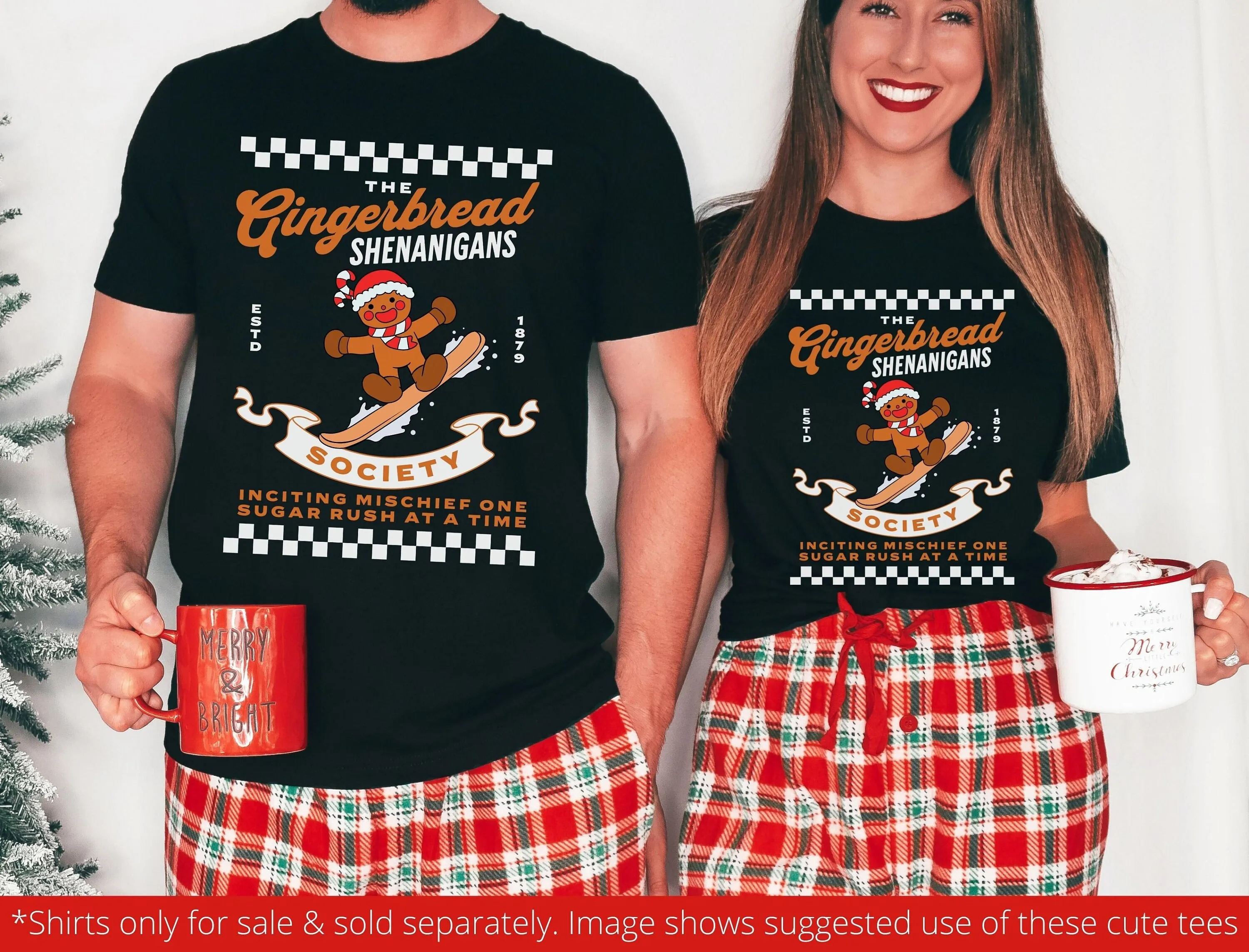 Семейная рождественская футболка с пряниками одинаковые праздничные печенья