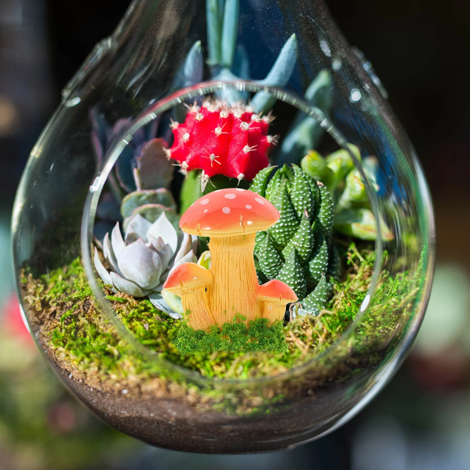 

6 Pcs Potted Mushroom Ornament Ornaments Resin Micro Landscape Decoration
