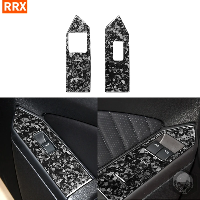 Bon Fiber Car Power Windows Lift Contral Panel Cover Trim Decorative Stickers Accessories