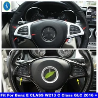 carbon fiber car steering wheel panel decor cover trim fit for mercedes benz e class w213 c class glc 2016 2021 accessories