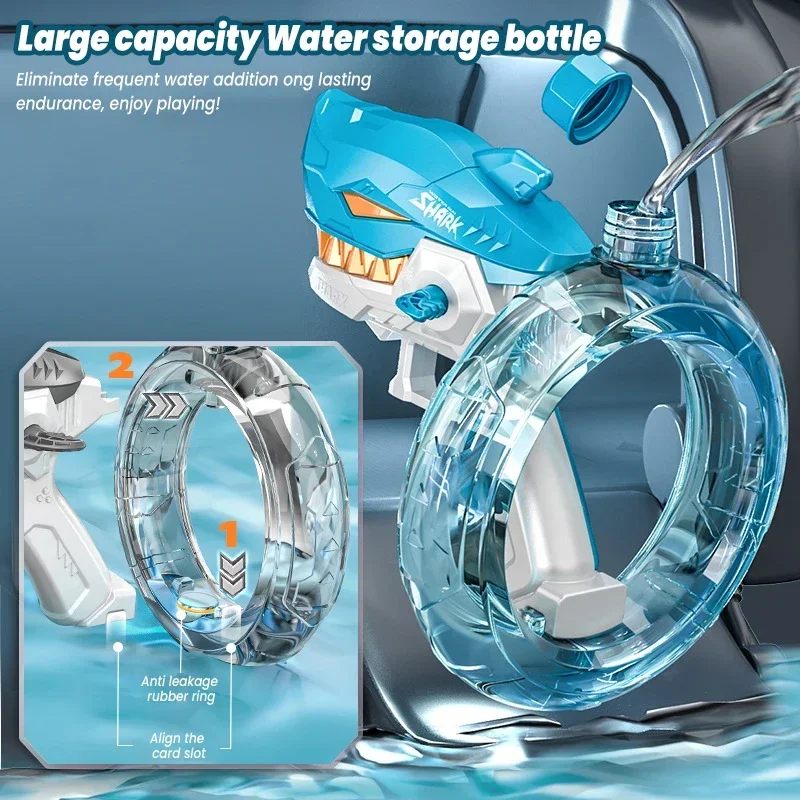 Электрический водяной пистолет для детей мультяшный с акулами Автоматический