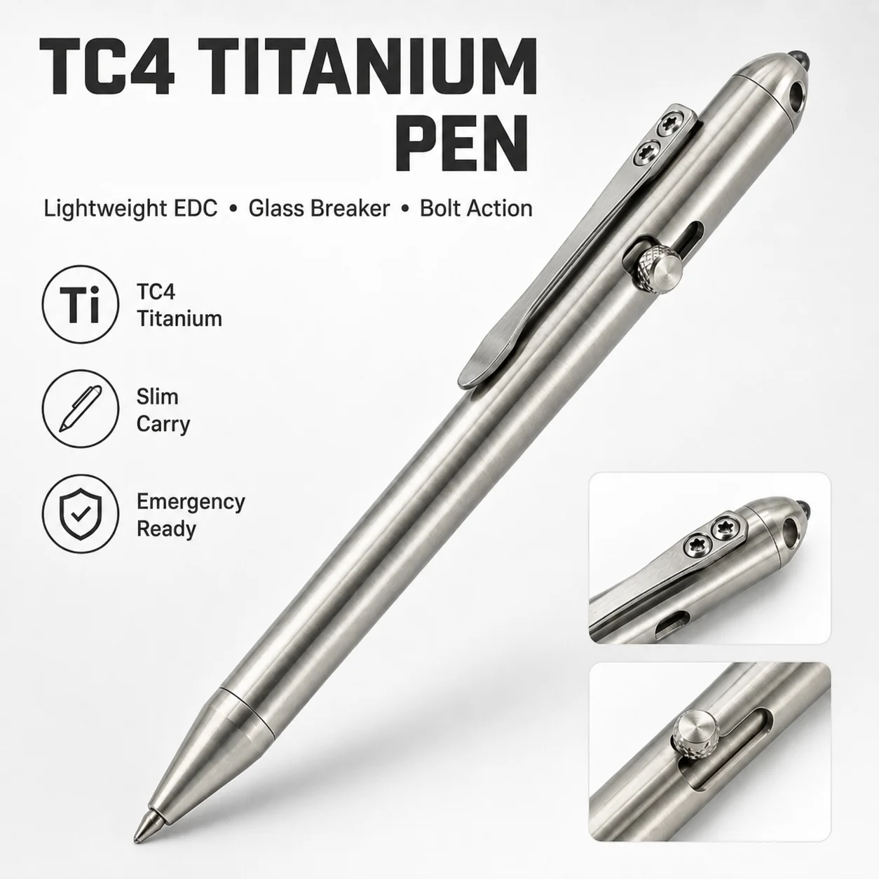 Фото Ручка EDC из титанового сплава для деловых записей, портативная уличная ручка, инструменты EDC №1
