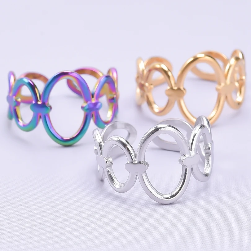 

Various Oval Rings For Women Men Accessories Hollow Out Geometry Titanium Steel Ring Finger Jewelry Korea 2023 Trend Anillo Gift