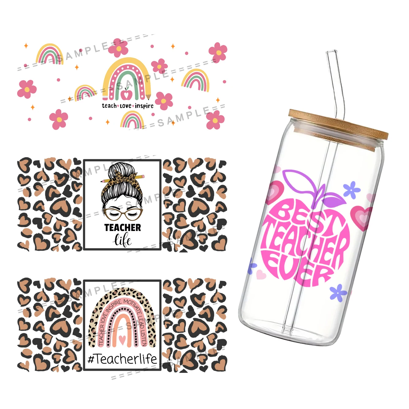 Серия школьных учителей для Libbey 16 унций банка стекло UV DTF кофейная студентов