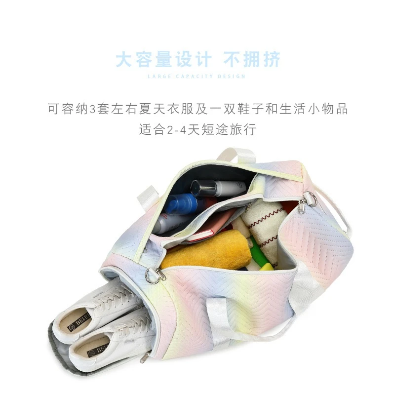 Fashion Travel Bag Women's PU Leather Duffle Bag Large Capacity Packing Dry Wet Depart Luggage Bag With Independent Shoe Bag