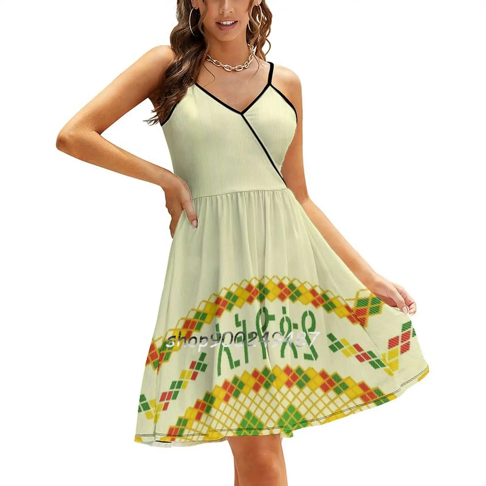 

Tibeb 2 Sweet Summer Casual Sling Dresses Korean Women Sexy Sundress Perfect For Ethiopians Ethiopian Motif Tibeb 2 I Love