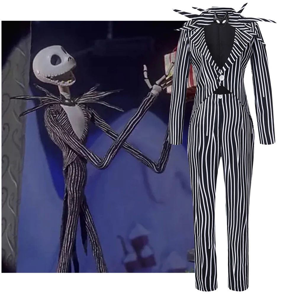 Nightmares Vor Weihnachten Jack Skelington Sally Cosplay Kostüm Striped Top Pant Outfit Halloween Party Uniform