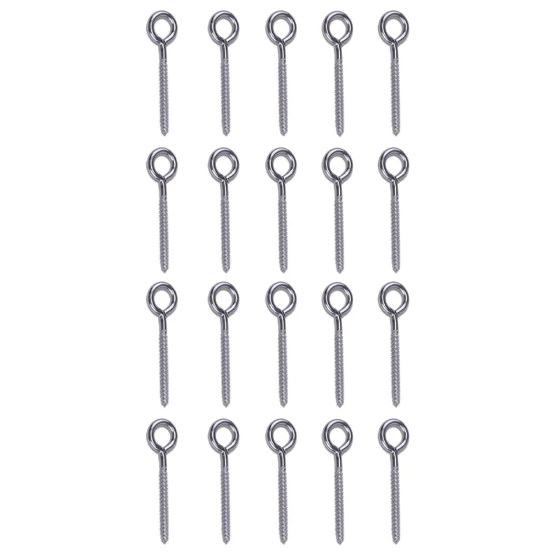 

20 Pack Stainless Steel Eye Shape Screws Metal Hook Wood Terminal Ring Eyelet Hooks Self Tapping Screws M6