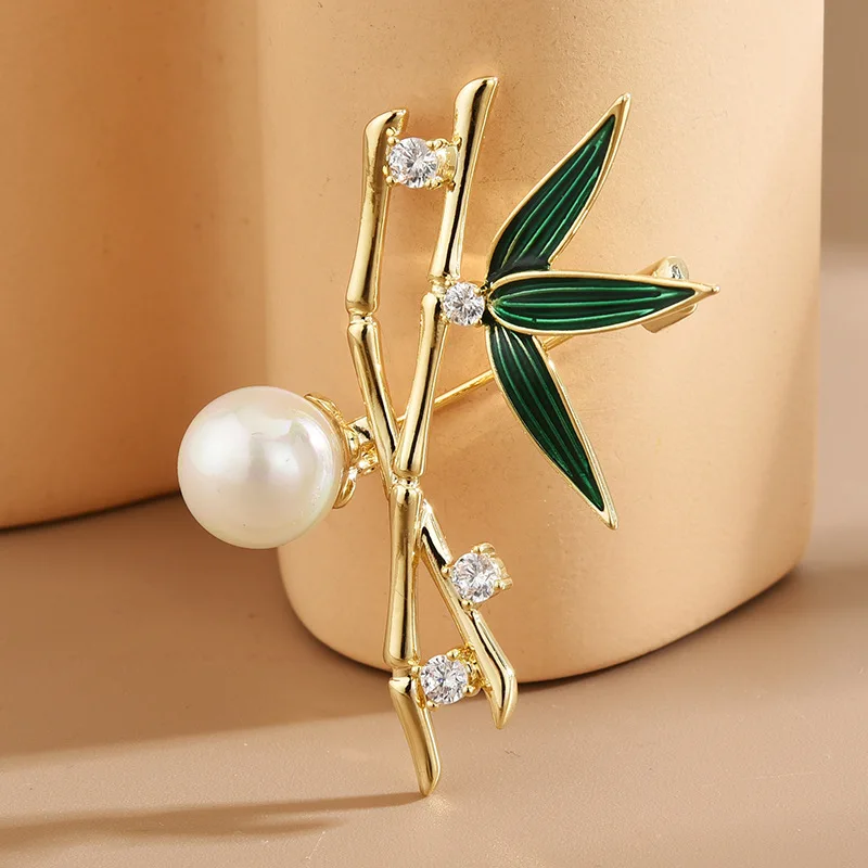 Модная бамбуковая эмалированная брошь знаменитого бренда элегантная женская