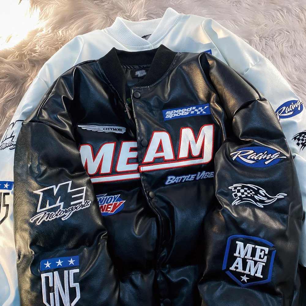 2022 Fashion New Winter Men's Jacket HipHop PU Leather Thick Cotton Coat for Men and Women Couple Winter Loose Thick Clothes