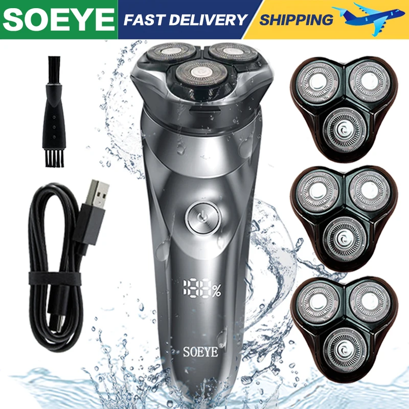 3d Mens Razor Beard Trimmer Electric Shaving Machine With Lcd Display Ipx7 Waterproof Usb Rechargeable