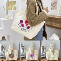 womens canvas shopping bag fashion 3d pattern printed shoulder bag environmental storage handbags reusable eco grocery tote bag