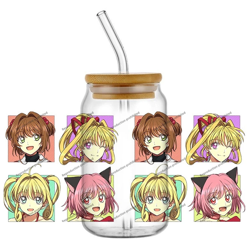 Фото Хит продаж: Модные креативные наклейки-декали Kawaii Sakura Anime 16oz UV DTF 3D для стаканов и кружек, для рукоделия и DIY №1