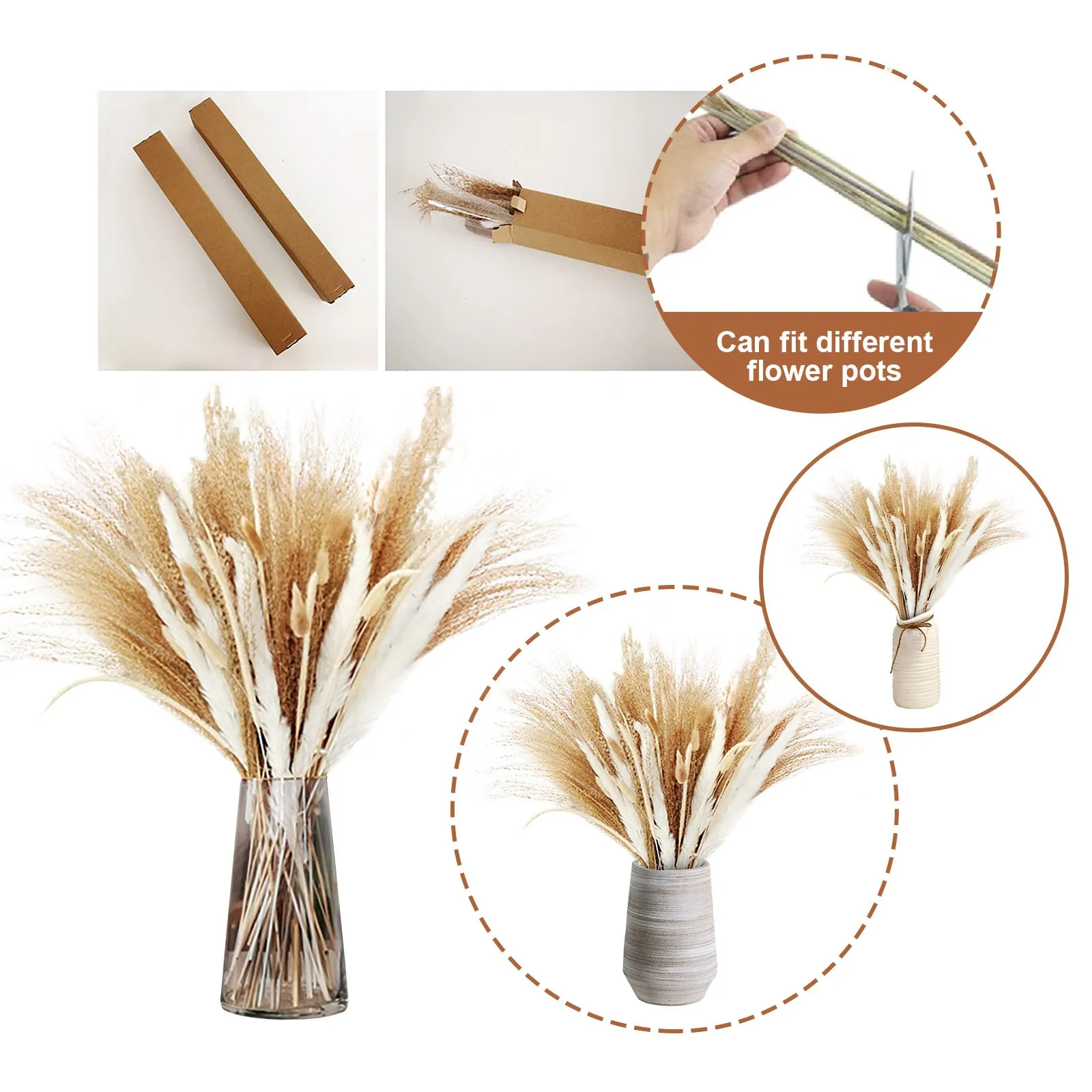 

Dried Flowers 65 45cm Fluffy Exaggerated Grass Flower Arrangement Boho Family Wedding Decoration Beige
