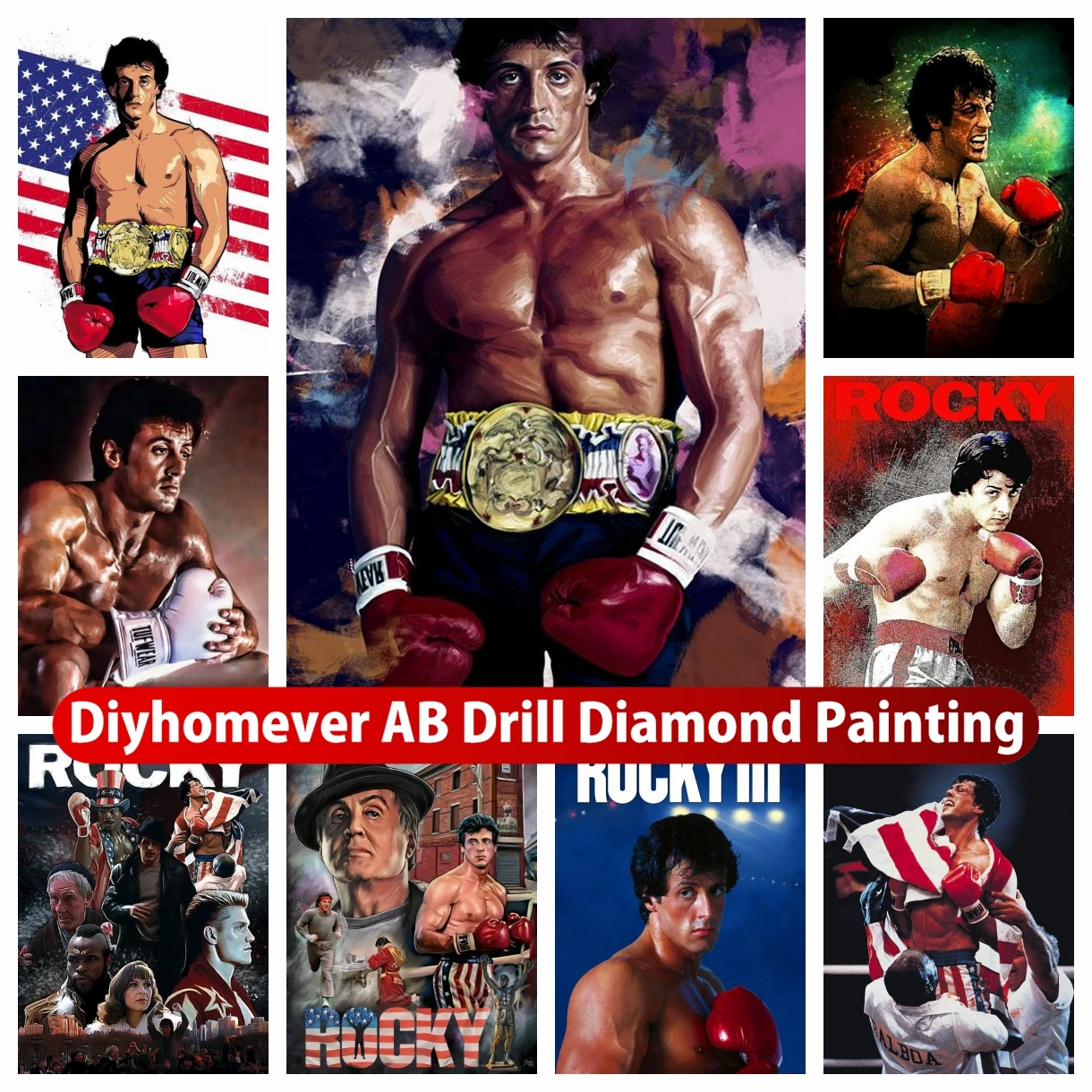 Боксерский Чемпион Рокки Бальбоа 5D DIY AB алмазная живопись Вышивка Искусство Набор для вышивки крестиком мозаичные картины ручной работы Домашний Декор подарок