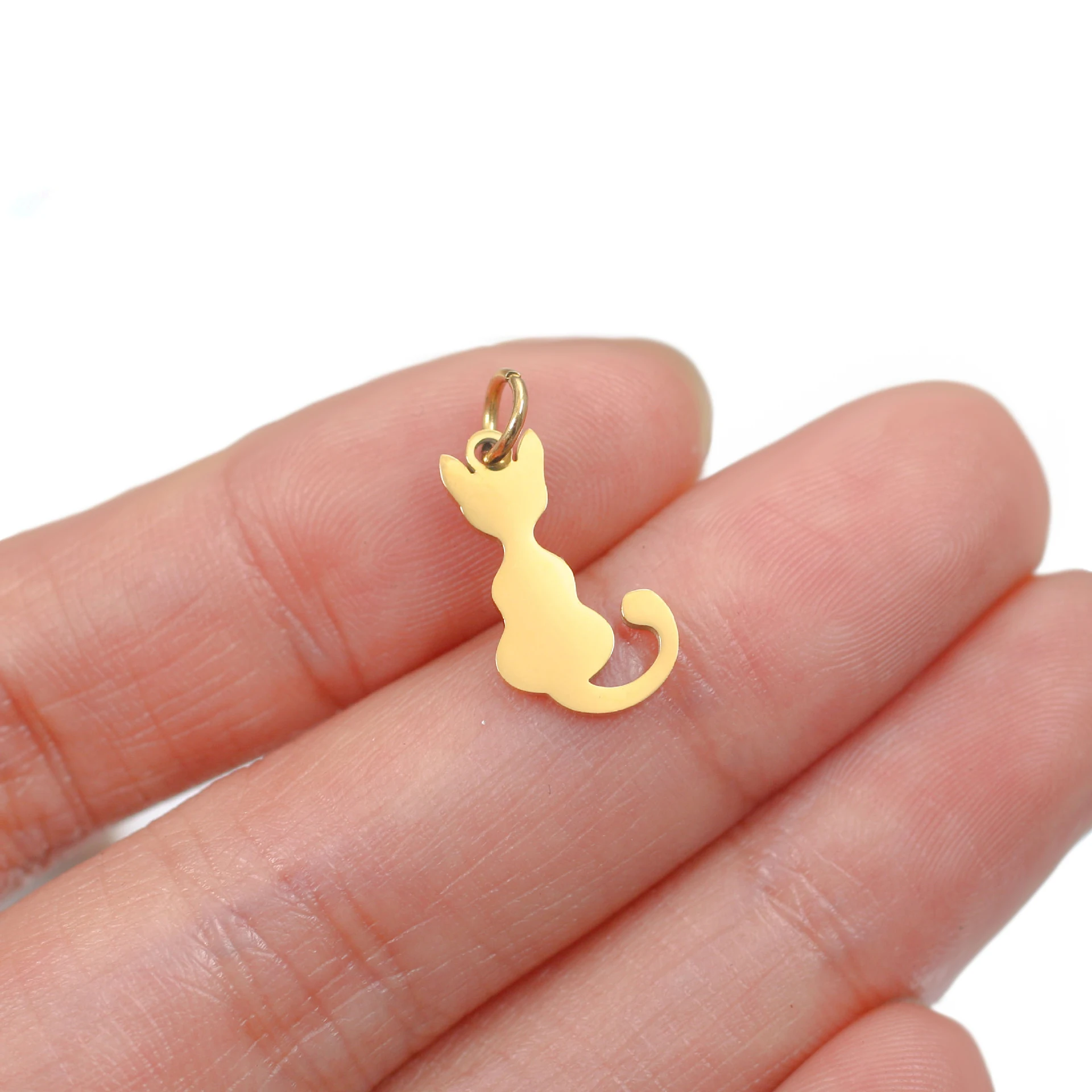 

5Pcs/Lot Stainless Steel Pet Animal Cat Small Mini Charms for Jewelry Making Supplies Earrings Necklace Bracelet DIY Accessories