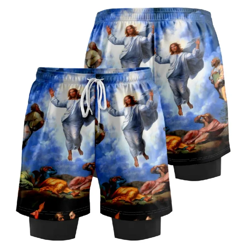 Шорты мужские с 3D принтом спортивные короткие баскетбольные штаны Спортивная