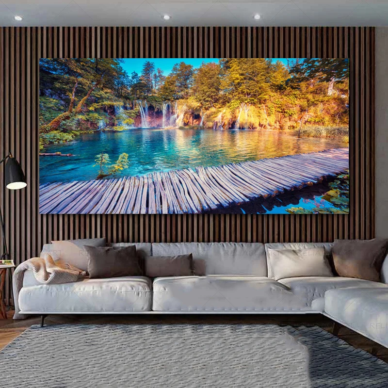 Настенная картина Водопад постер на холсте Современный домашний декор пейзаж