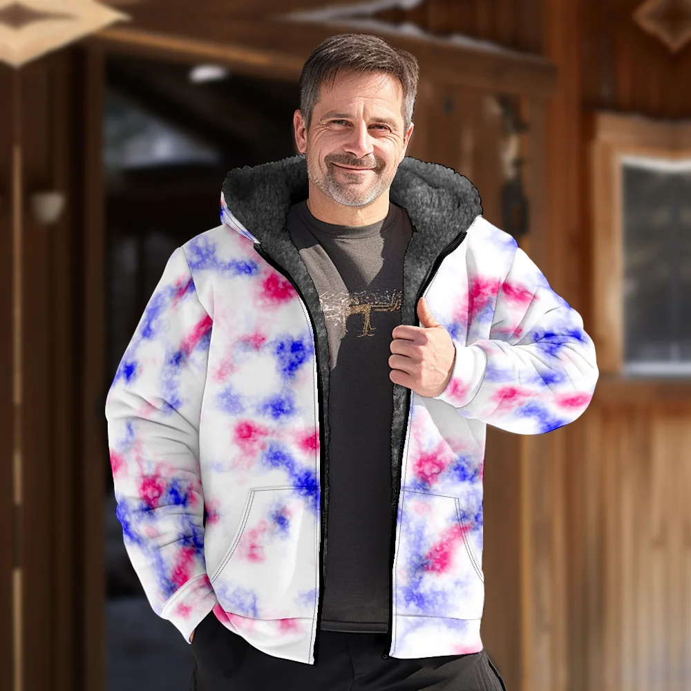 Мужские зимние куртки пальто хлопковая одежда с узором тай-дай модное готическое