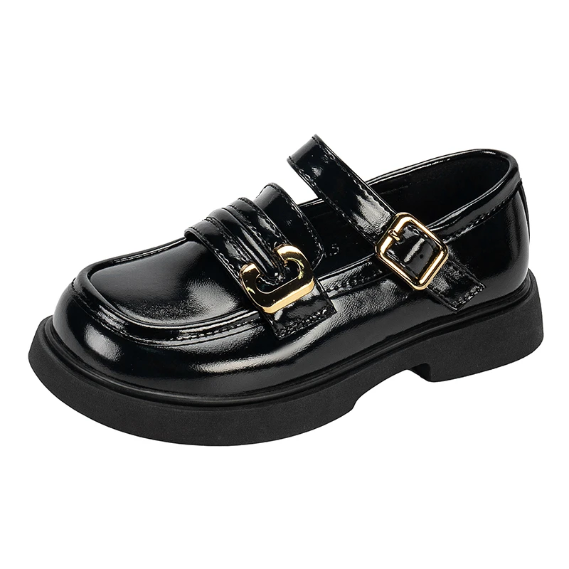 

Children's Leather Shoes for Girls 2023 Spring Autumn Classic Metal Buckle Kids Flats Sneakers Black Shoes for Party School Soft