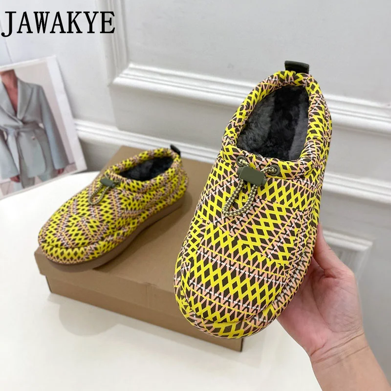 

Ботинки женские с подкладкой из плюша, дизайнерская модная обувь с принтом, водонепроницаемая обувь на толстой подошве, с эластичным ремешком, на плоской подошве, зимние сапоги для дома